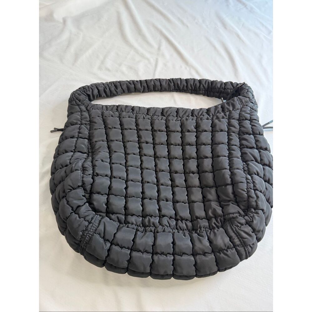 Free People Movement Black Quilted Purse Handbag Hobo Bag Tote - Picture 6 of 8